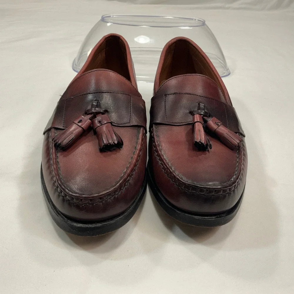 Allen Edmonds Schreier Mens 9.5 C Burgundy Leather Tassel Loafers USA Made
